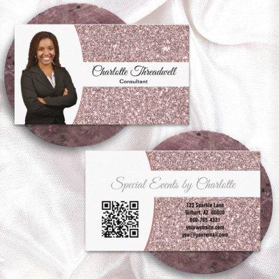 Rose Gold Faux Glitter Professional Photo QR Code