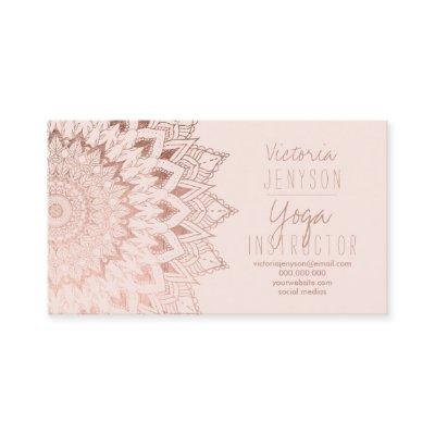 Rose gold floral mandala blush yoga instructor