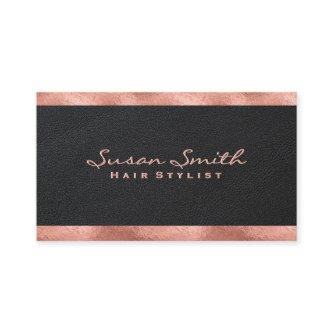 Rose Gold Foil Accent | Elegant Black Leather