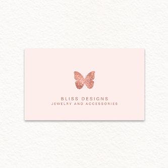 Rose Gold Foil Butterfly Elegant Blush Pink