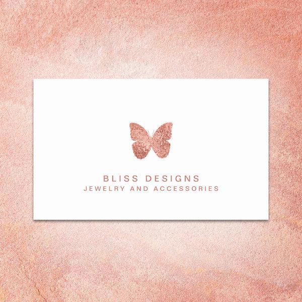 Rose Gold Foil Butterfly Logo Minimalist Elegant