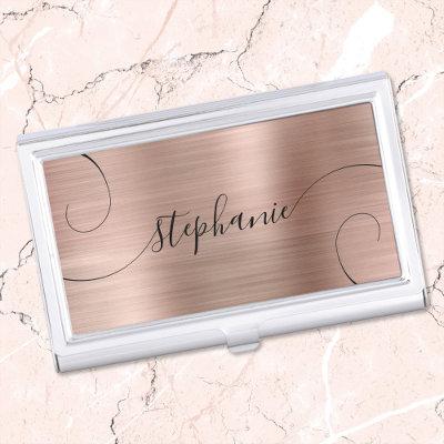 Rose Gold Foil Elegant Script Curly Name  Case