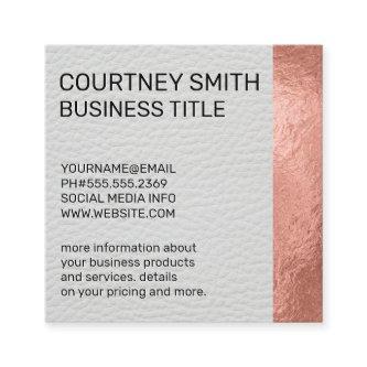 Rose Gold Foil Metallic Trim White Leather Square