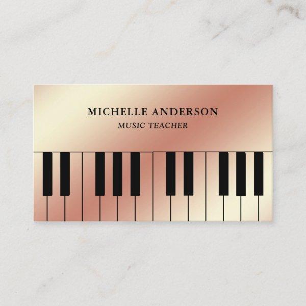 Rose Gold Foil Piano Keyboard Musician Pianist