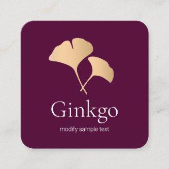 Rose Gold Ginkgo Leaf Logo Square
