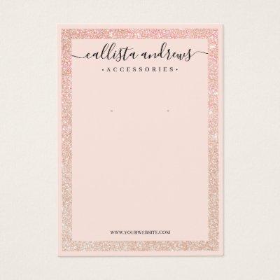 Rose Gold Glitter Border Cursive Earring Display