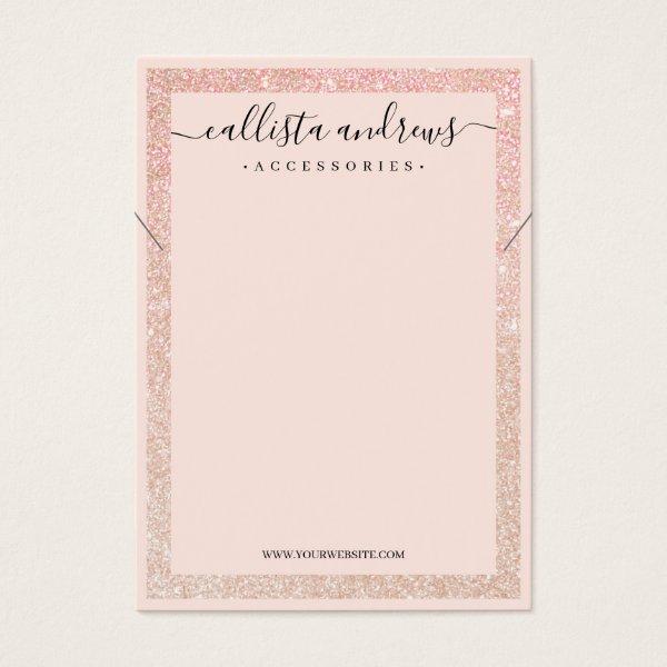 Rose Gold Glitter Border Cursive Necklace Display