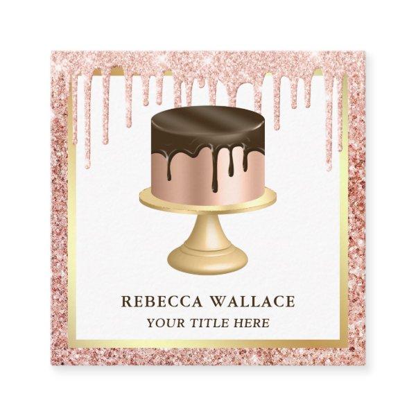 Rose Gold Glitter Chocolate Drips Cake Bakery Square