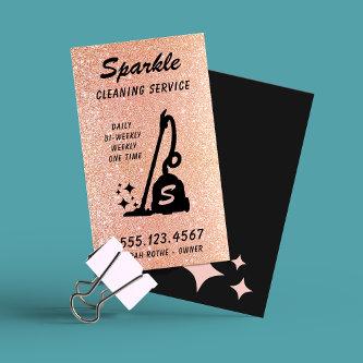 Rose Gold Glitter  Cleaning Service Housekeeper Ca Calling Card
