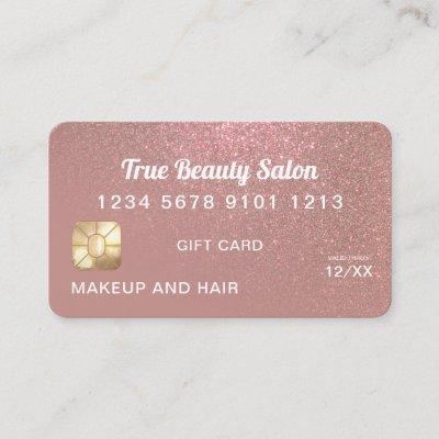 Rose Gold Glitter Credit Card Gift Certificate