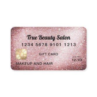 Rose Gold Glitter Credit Card Gift Certificate