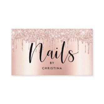 Rose gold glitter drips metallic elegant nails