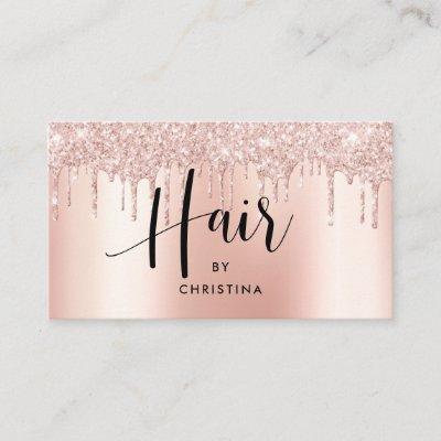 Rose gold glitter drips metallic hair stylist
