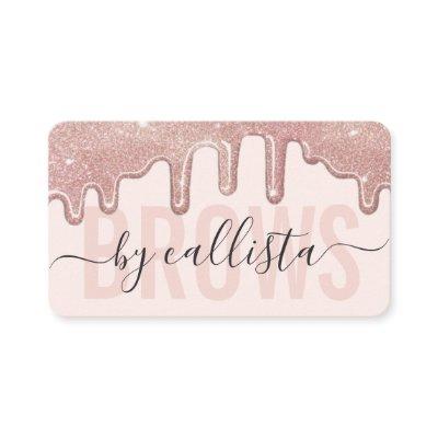 Rose Gold Glitter Drips Typography Eyebrow Artist