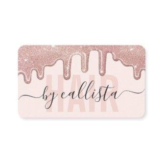 Rose Gold Glitter Drips Typography Hair Stylist