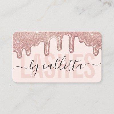 Rose Gold Glitter Drips Typography Lashes
