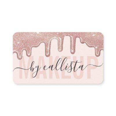 Rose Gold Glitter Drips Typography Makeup Artist