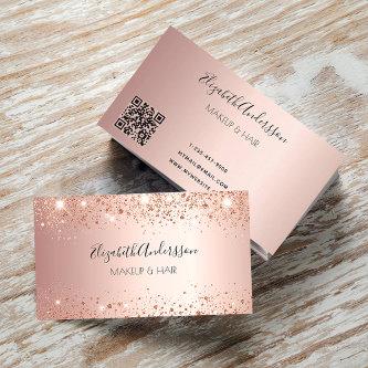 Rose gold glitter dust metal QR code