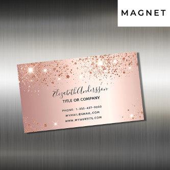 Rose gold glitter dust metallic elegant  magnet