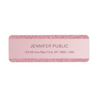Rose Gold Glitter Elegant Template Return Address Label