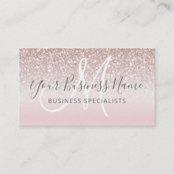 Rose Gold Glitter Girly Business Logo Monogram