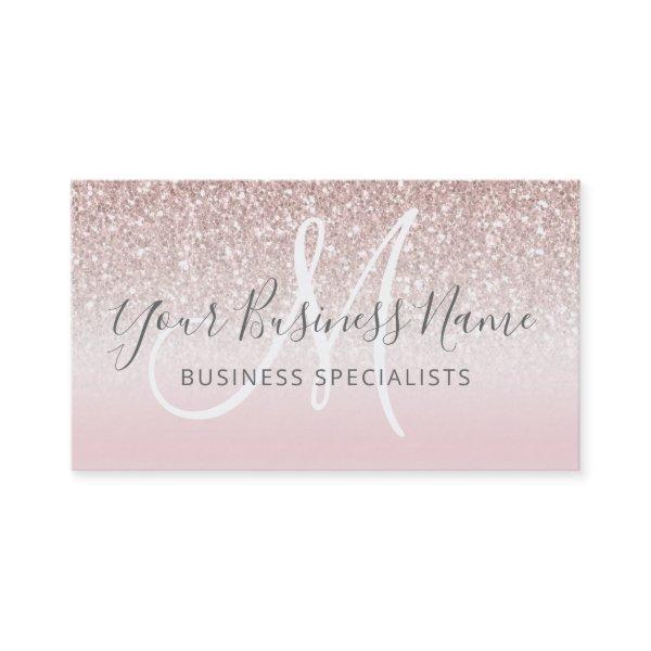 Rose Gold Glitter Girly Business Logo Monogram