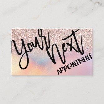 Rose Gold Glitter Iridescent Holographic Ombre Appointment Card