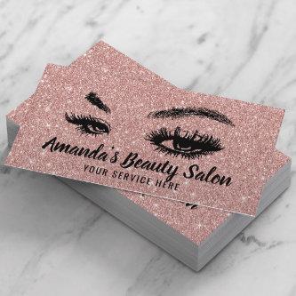 Rose Gold Glitter Lashes & Brows Makeup Artist