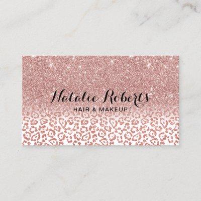 Rose Gold Glitter Leopard Print Beauty Salon