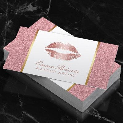 Rose Gold Glitter Lips Makeup Artist Beauty Salon