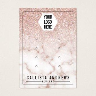 Rose Gold Glitter Marble Logo Earrings Display
