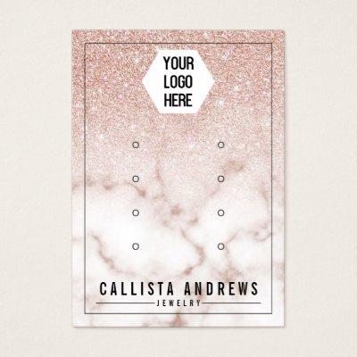 Rose Gold Glitter Marble Logo Earrings Display