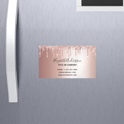 Rose gold glitter metallic elegant business  magnet