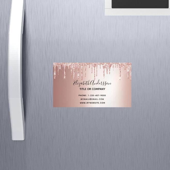 Rose gold glitter metallic elegant business  magnet