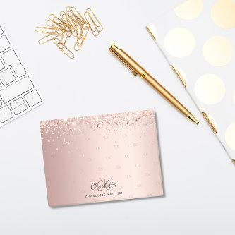 Rose gold glitter monogram initials post-it notes