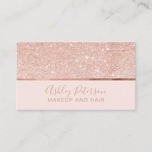 Rose gold glitter pink hair makeup typography
