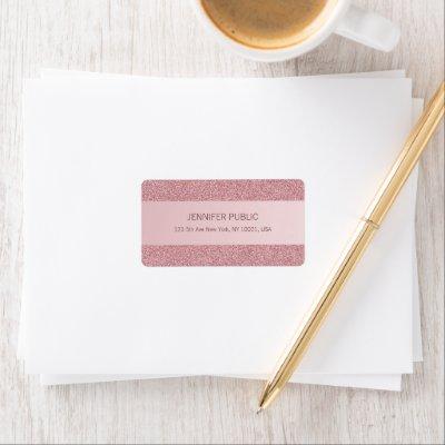 Rose Gold Glitter Trendy Elegant Template Address Label