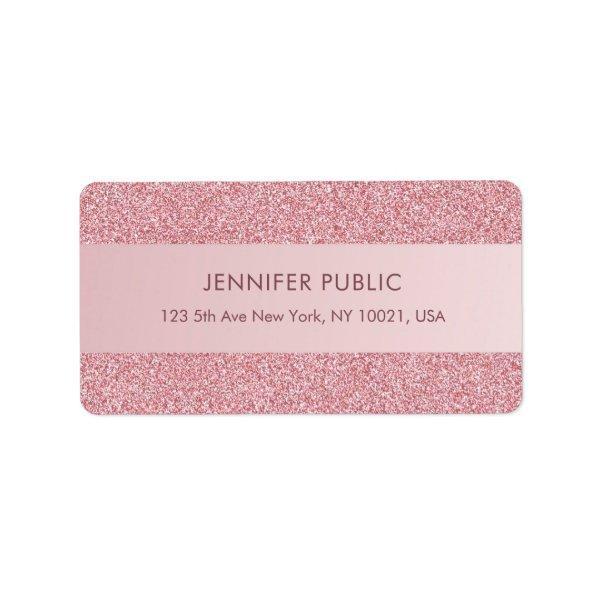 Rose Gold Glitter Trendy Template Elegant Address Label