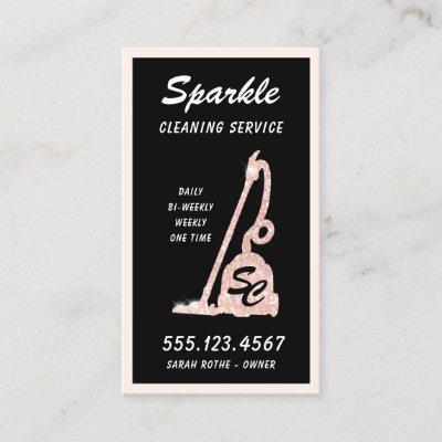 Rose Gold Glitter Vacuum Cleaner, Cleaning Service Calling Card