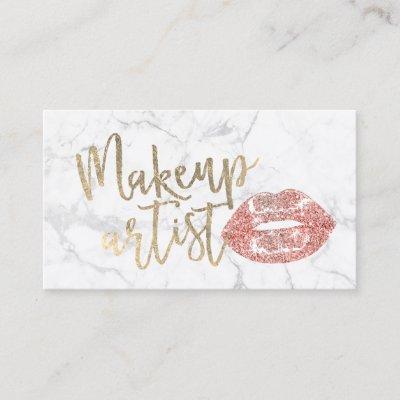 Rose Gold Lips Gold Script Makeup Artist Marble