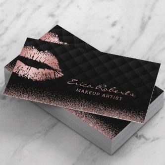 Rose Gold Lips Kiss Luxury Black Beauty Salon