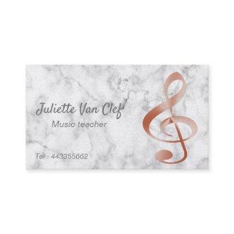 Rose gold look clef in marble  - music teacher