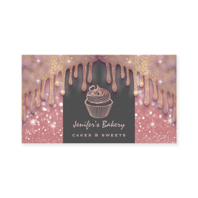 Rose gold luxury glittery drips cupcake bakery