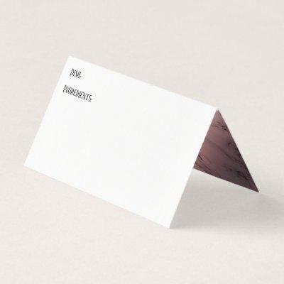 Rose Gold Marble Accent Buffet Recipe Tent Cards