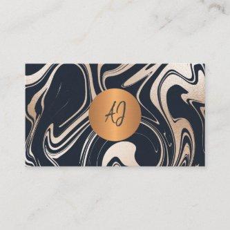 Rose gold marble painting copper monogrammed