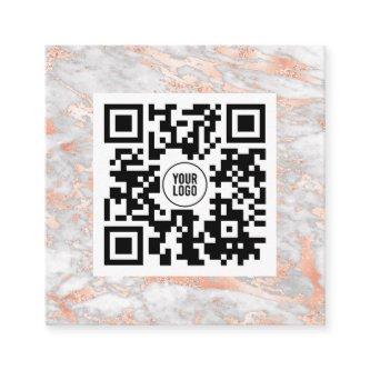 Rose Gold Marble QR Code Square  Square