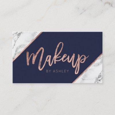 Rose gold marble script navy makeup typography