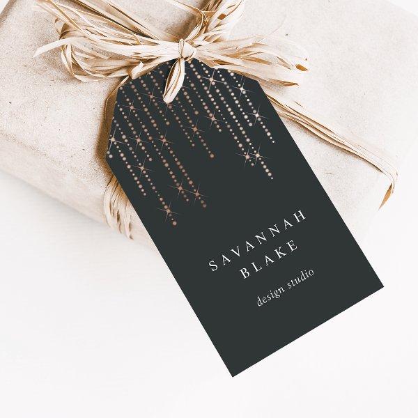 Rose Gold Marquee Business Name Gift Tags