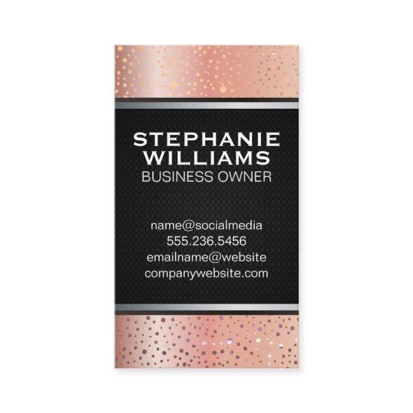 Rose Gold Metallic Specks | Black Mesh | Silver