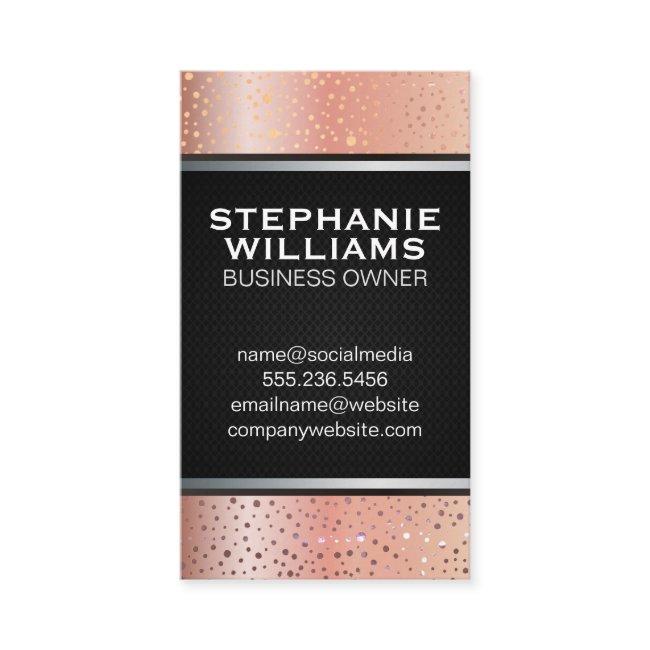 Rose Gold Metallic Specks | Black Mesh | Silver